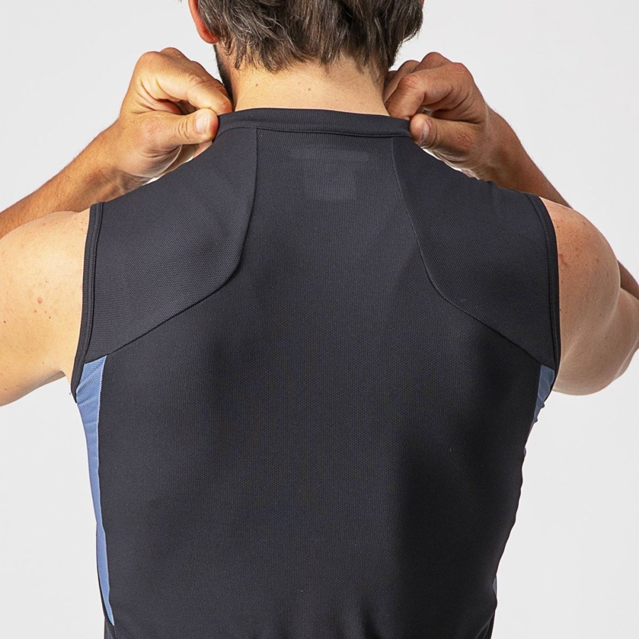 Maglia Castelli ENTRATA VI SLEEVELESS Uomo Nere Grigie Chiaro Blu | 95624KPTD
