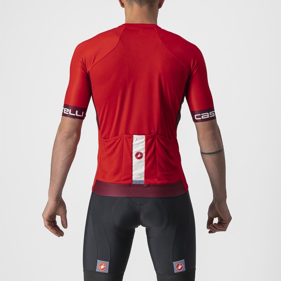 Maglia Castelli ENTRATA VI Uomo Rosse Bordeaux Bianche | 54269BRDC