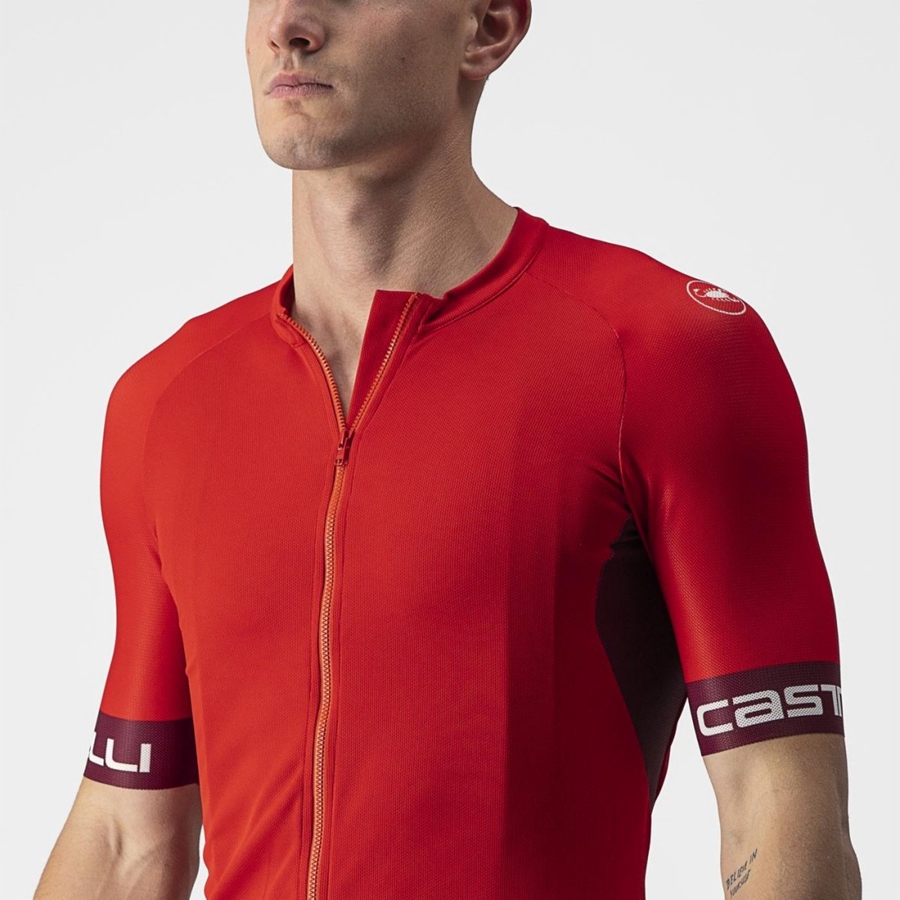 Maglia Castelli ENTRATA VI Uomo Rosse Bordeaux Bianche | 54269BRDC