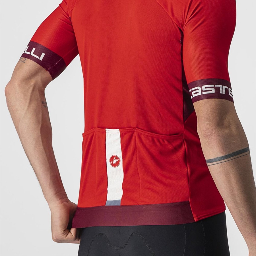 Maglia Castelli ENTRATA VI Uomo Rosse Bordeaux Bianche | 54269BRDC