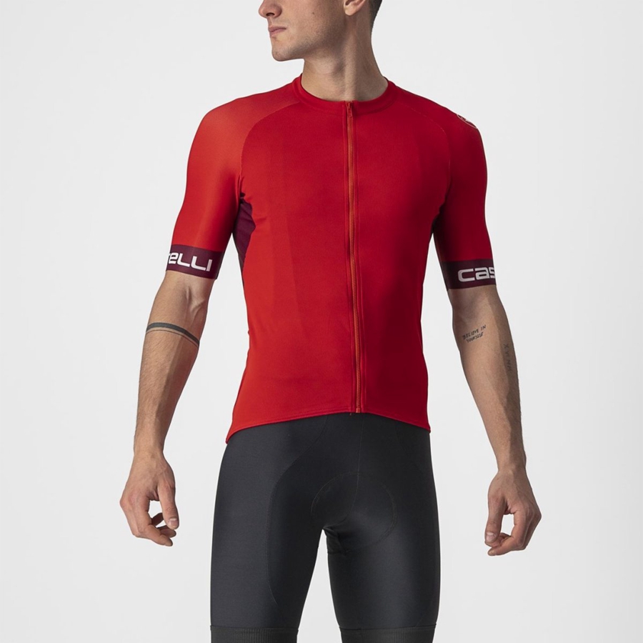 Maglia Castelli ENTRATA VI Uomo Rosse Bordeaux Bianche | 54269BRDC