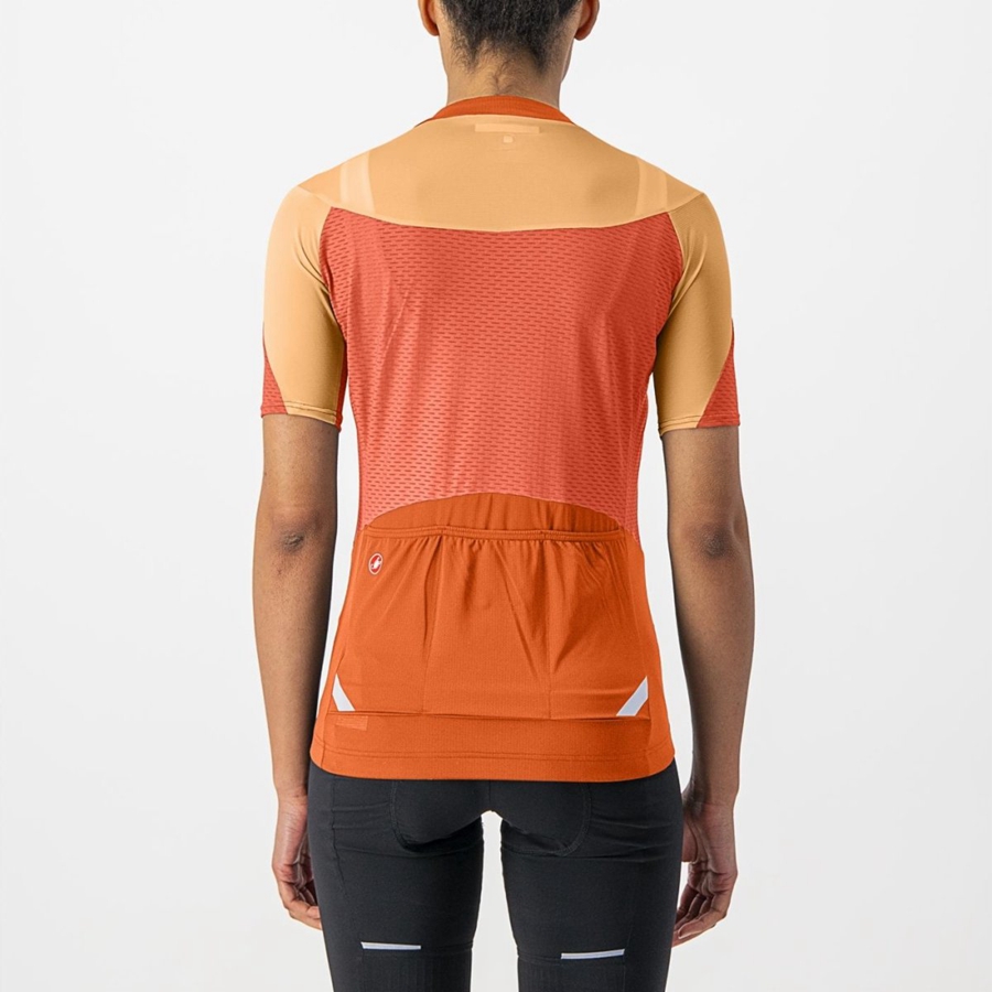 Maglia Castelli GRADIENT COLOR BLOCK Donna Rosse Profondo Arancioni Arancioni | 91024ADVT