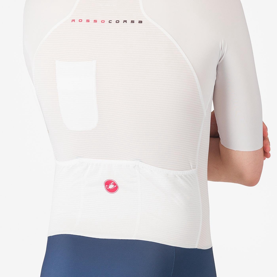 Tuta Da Corsa Castelli SANREMO BTW X2 Uomo Bianche Blu | 64315VPRT