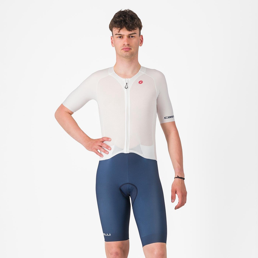 Tuta Da Corsa Castelli SANREMO BTW X2 Uomo Bianche Blu | 64315VPRT